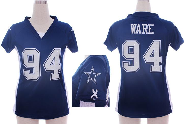 Cheap Women Nike Dallas Cowboys #94 DeMarcus Ware Blue Womens Draft Him II Top Jerseys