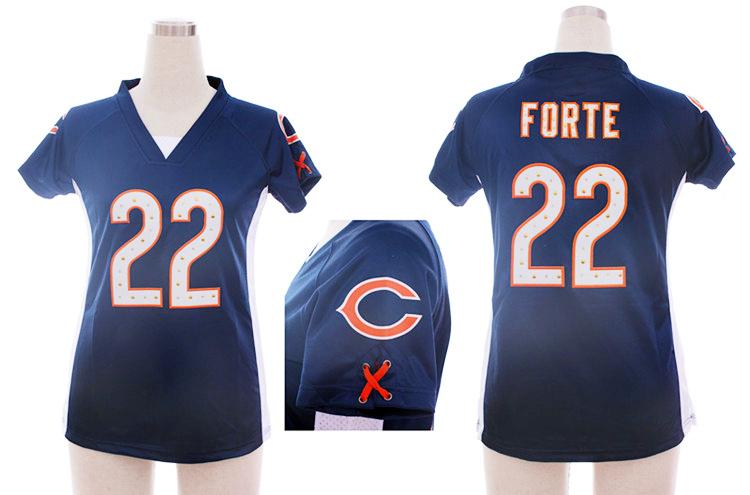 Cheap Women Nike Chicago Bears 22# Matt Forte Blue Womens Draft Him II Top Jerseys
