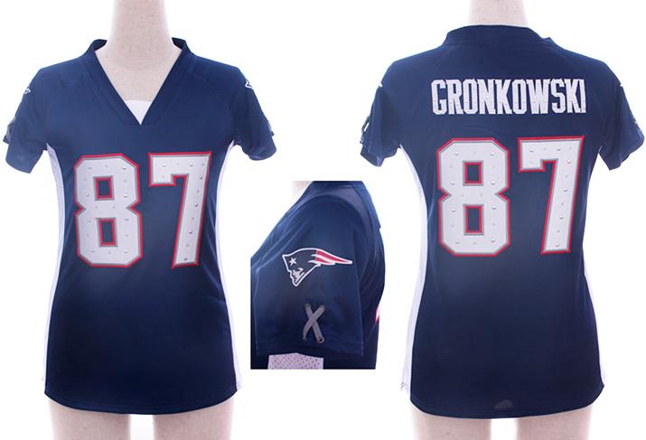 Cheap Women Nike New England Patriots 87 Rob Gronkowski Blue Womens Draft Him II Top Jerseys