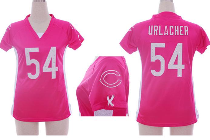 Cheap Women Nike Chicago Bears 54 Brian Urlacher Pink Womens Draft Him II Top Jerseys