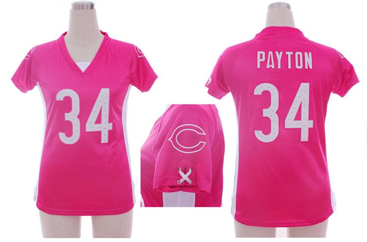 Cheap Women Nike Chicago Bears 34 Walter Payton Pink Womens Draft Him II Top Jerseys