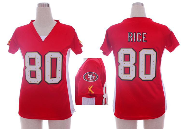 Cheap Women Nike San Francisco 49ers 80 Jerry Rice Red Womens Draft Him II Top Jerseys