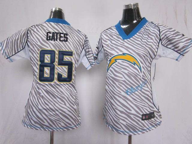 Cheap Women Nike San Diego Chargers 85# Antonio Gates FEM FAN Zebra Nike NFL Jerseys