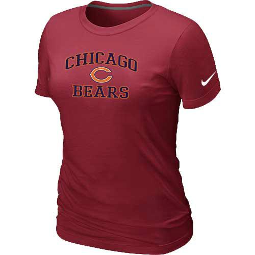 Cheap Women Chicago Bears Heart & Soul Red T-Shirt