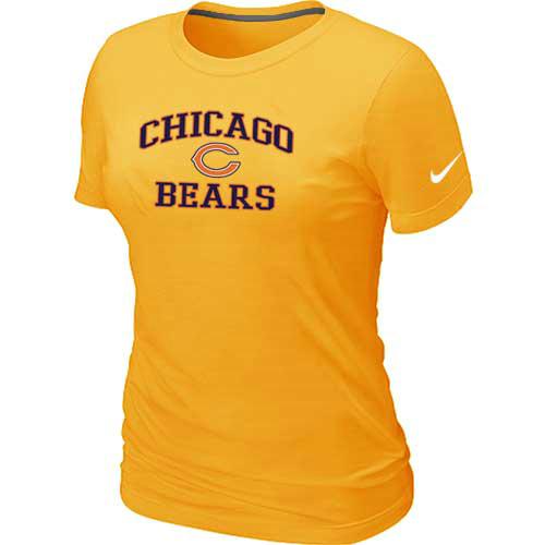 Cheap Women Chicago Bears Heart & Soul Yellow T-Shirt