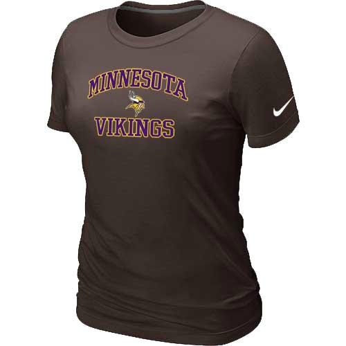 Cheap Women Minnesota Vikings Heart & Soul Brown T-Shirt