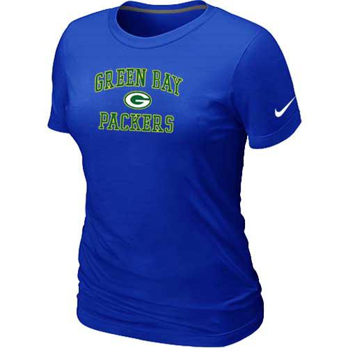 Cheap Women Green Bay Packers Heart & Soul Blue T-Shirt