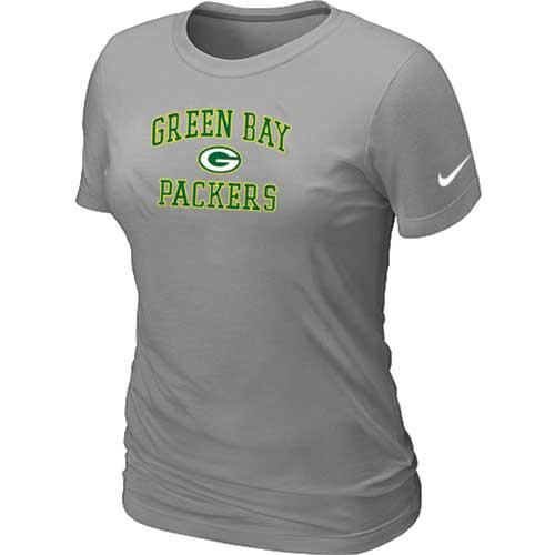 Cheap Women Green Bay Packers Heart & Soul L.Grey T-Shirt