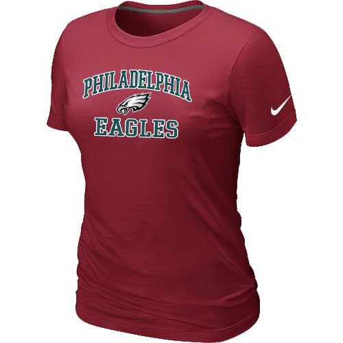Cheap Women Philadelphia Eagles Heart & Soul Red T-Shirt