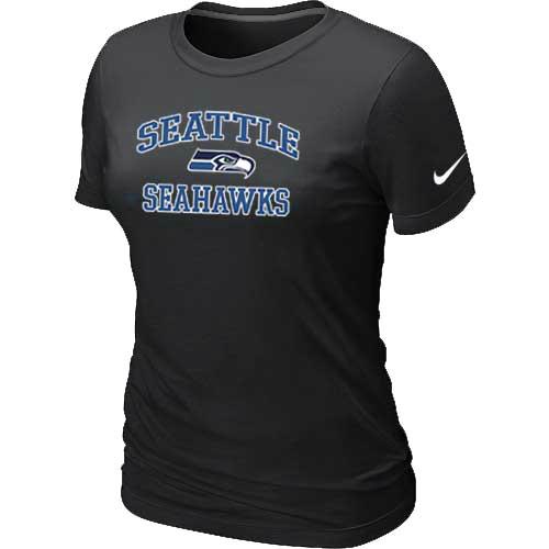 Cheap Women Seattle Seahawks Heart & Soul Black T-Shirt