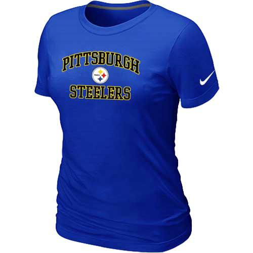 Cheap Women Pittsburgh Steelers Heart & Soul Blue T-Shirt