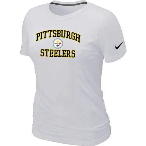 Cheap Women Pittsburgh Steelers Heart & Soul White T-Shirt