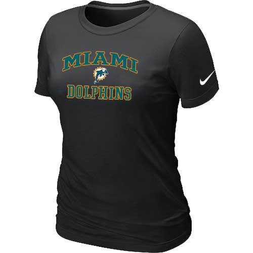 Cheap Women Miami Dolphins Heart & Soul Black T-Shirt