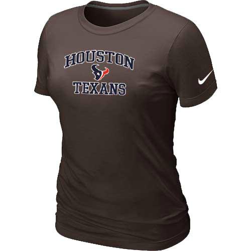 Cheap Women Houston Texans Heart & Soul Brown T-Shirt