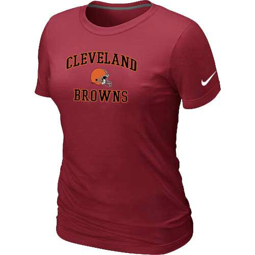 Cheap Women Cleveland Browns Heart & Soul Red T-Shirt