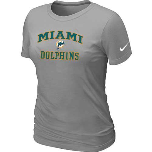 Cheap Women Miami Dolphins Heart & Soul L.Grey T-Shirt