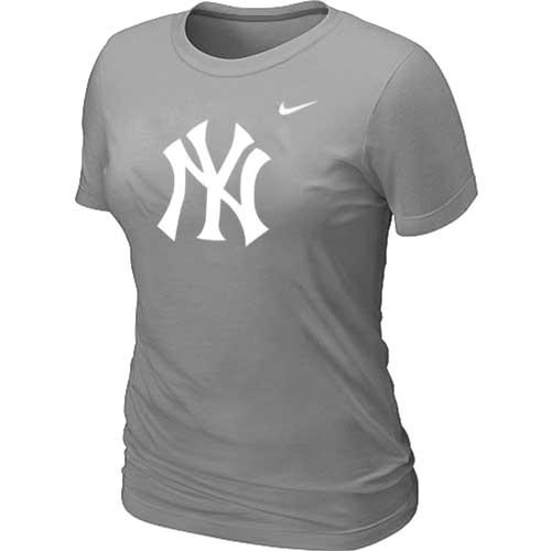 Cheap Women New York Yankees Heathered L.Grey Nike Blended MLB T-Shirt