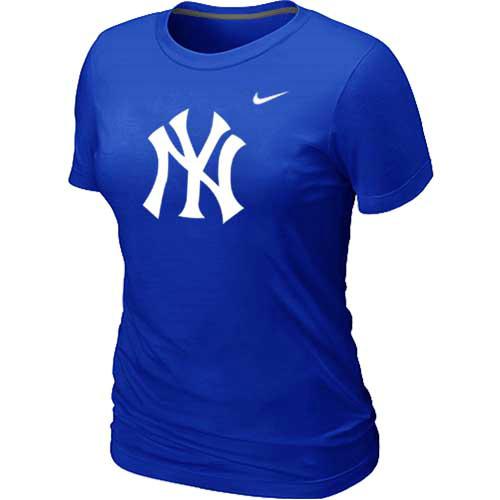 Cheap Women New York Yankees Heathered Blue Nike Blended MLB T-Shirt