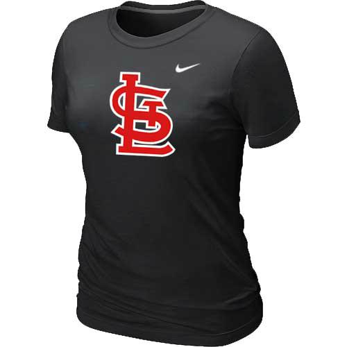 Cheap Women St.Louis Cardinals Heathered Black Nike Blended MLB T-Shirt