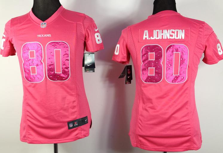 Cheap Women Nike Houston Texans #80 Andre Johnson Pink NFL Jersey