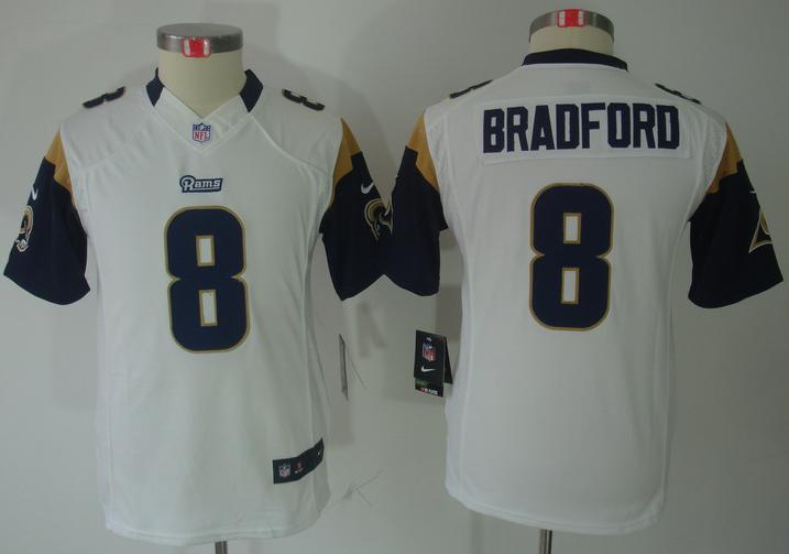 Kids Nike St.Louis Rams 8# Sam Bradford White Game LIMITED NFL Jerseys Cheap