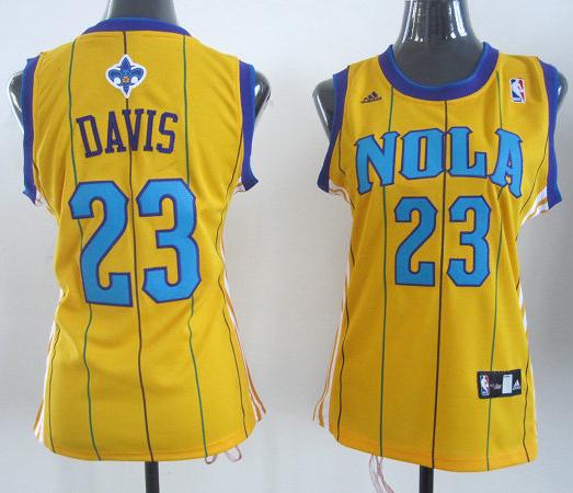 Cheap Women New Orleans Hornets 23# Anthony Davis Yellow Revolution 30 Swingman NBA Jerseys