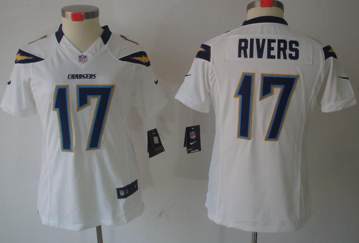 Cheap Women Nike San Diego Chargers 17# Philip Rivers White Game LIMITED NFL Jerseys