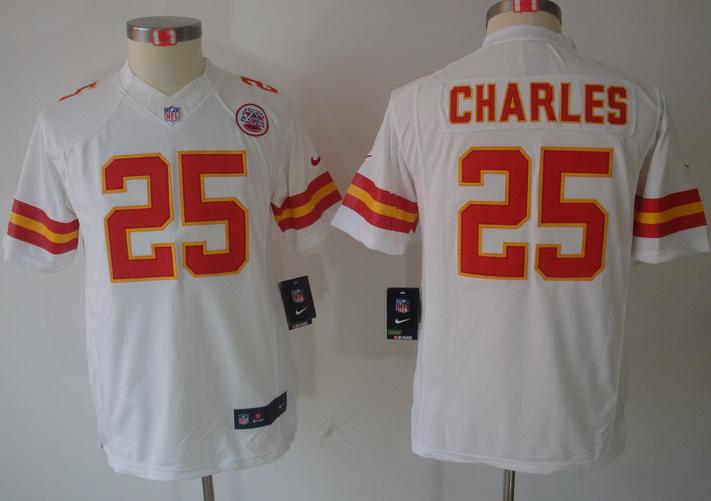 Kids Nike Kansas City Chiefs 25# Jamaal Charles White Game LIMITED NFL Jerseys Cheap
