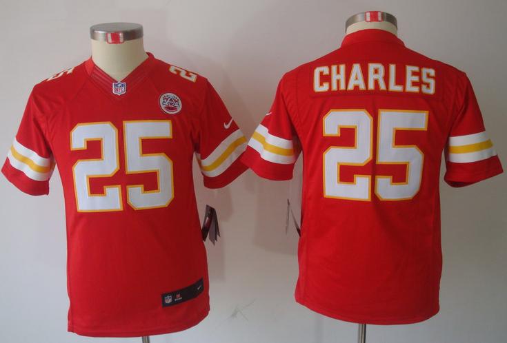 Kids Nike Kansas City Chiefs 25# Jamaal Charles Red Game LIMITED NFL Jerseys Cheap