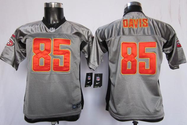 Kids Nike San Francisco 49ers #85 Vernon Davis Grey Shadow NFL Jerseys Cheap