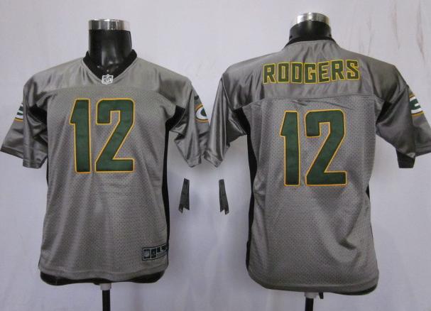 Kids Nike Green Bay Packers #12 Aaron Rodgers Grey Shadow NFL Jerseys Cheap