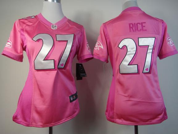 Cheap Women Nike Baltimore Ravens 27# Ray Rice Pink Love's NFL Jersey