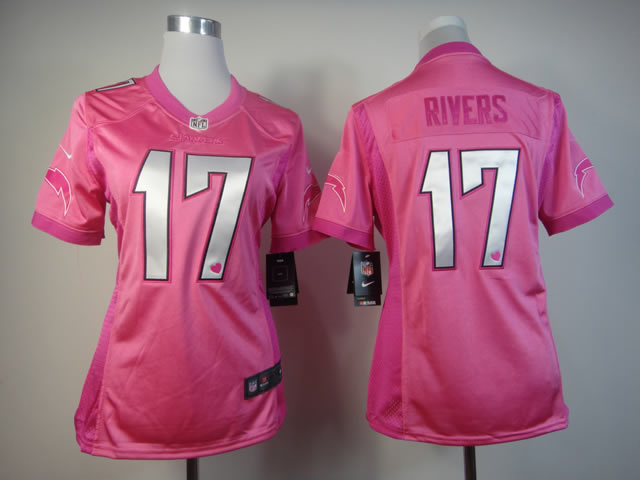 Cheap Women Nike San Diego Chargers 17# Philip Rivers Pink Love's NFL Jersey