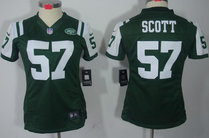 Cheap Women Nike New York Jets 57# Bart Scott Green Game LIMITED NFL Jerseys