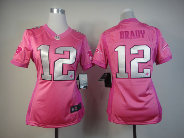 Cheap Women Nike New England Patriots 12 Tom Brady Pink Love's NFL Jersey