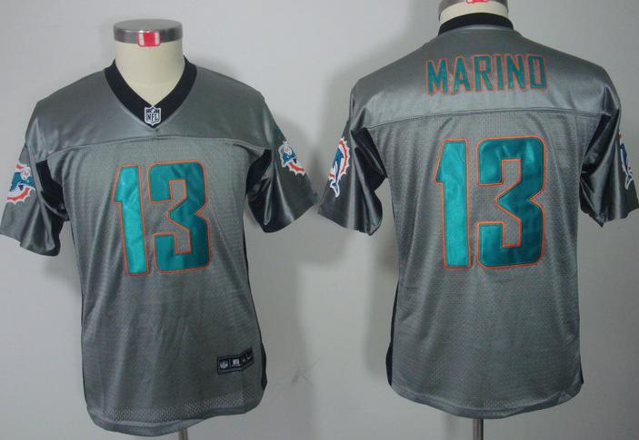 Kids Nike Miami Dolphins 13 Dan Marino Grey Shadow NFL Jerseys Cheap