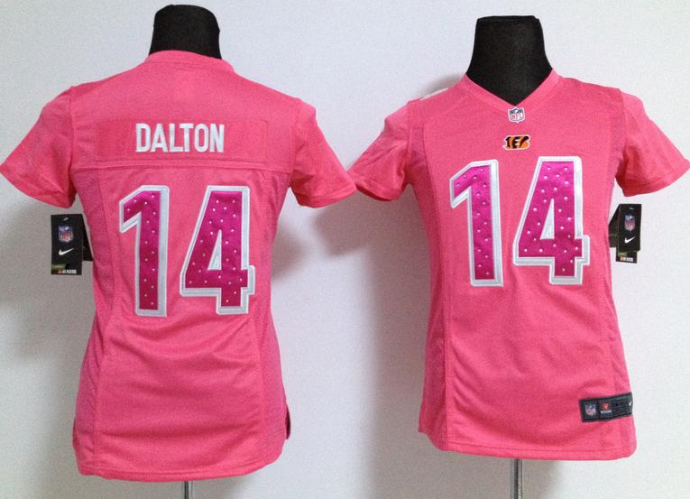 Cheap Women Nike Cincinnati Bengals 14# Andy Dalton Pink NFL Jerseys