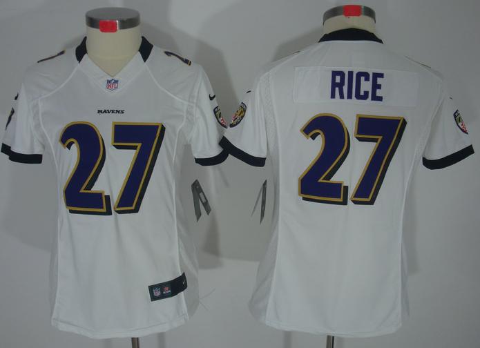 Cheap Women Nike Baltimore Ravens #27 Ray Rice White Game LIMITED NFL Jerseys