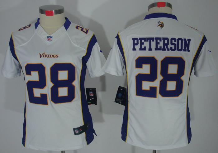 Cheap Women Nike Minnesota Vikings 28# Adrian Peterson White Game LIMITED NFL Jerseys