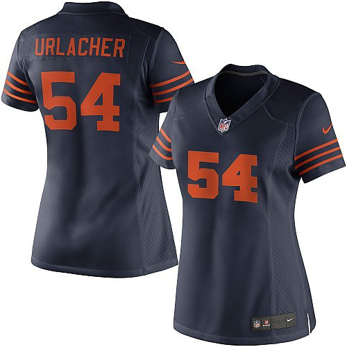 Cheap Women Nike Chicago Bears 54 Brian Urlacher Blue NFL Jerseys Orange Number