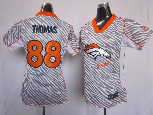 Cheap Women Nike Denver Broncos 88# Demaryius Thomas FEM FAN Zebra Nike NFL Jerseys
