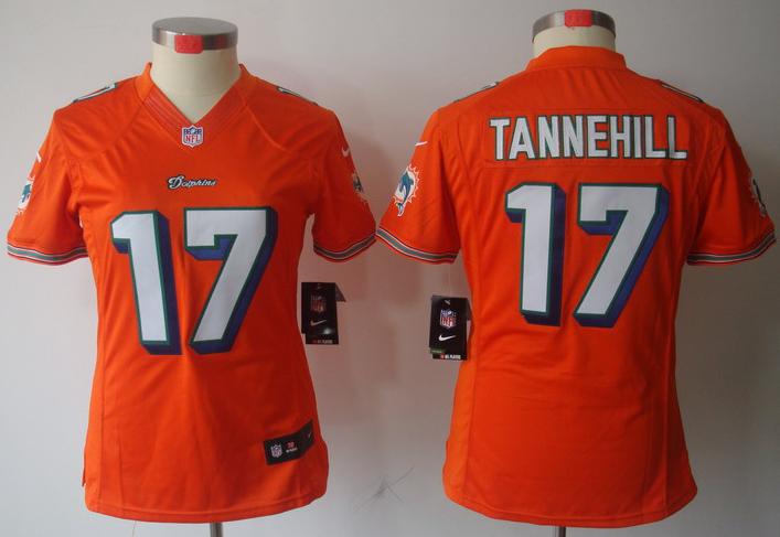 Cheap Women Nike Miami Dolphins 17# Ryan Tannehill Orange Game LIMITED NFL Jerseys