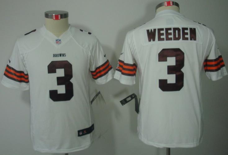 Kids Nike Cleveland Browns 3# Brandon Weeden White Game LIMITED Nike NFL Jerseys Cheap