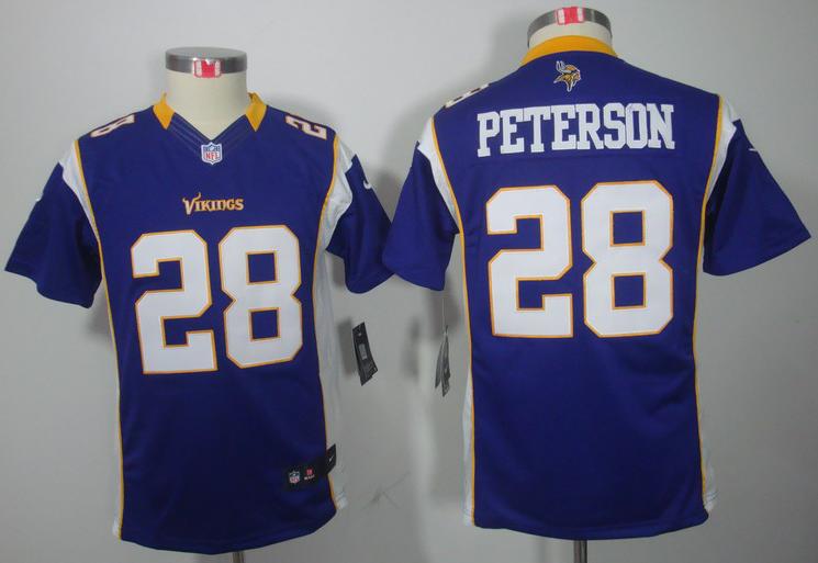 Kids Nike Minnesota Vikings 28# Adrian Peterson Purple Game LIMITED NFL Jerseys Cheap