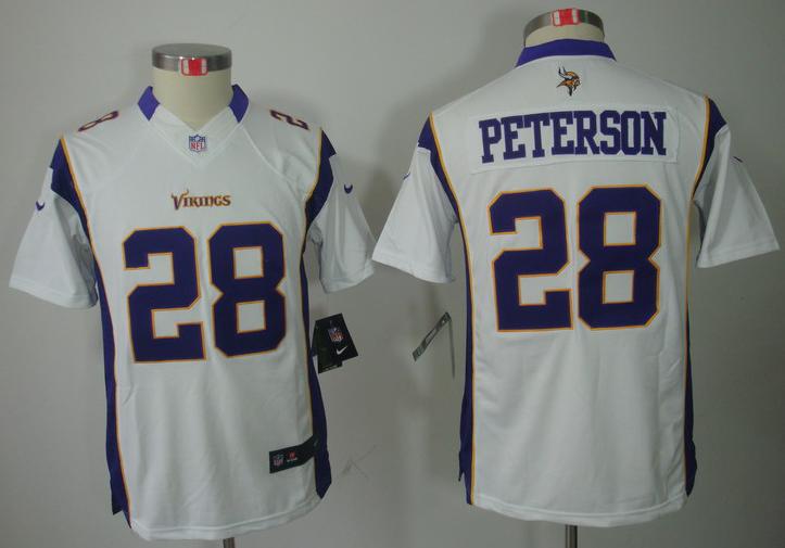 Kids Nike Minnesota Vikings 28# Adrian Peterson White Game LIMITED NFL Jerseys Cheap