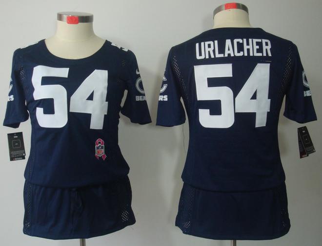 Cheap Women Nike Chicago Bears 54 Brian Urlacher Blue Breast Cancer Awareness NFL Jersey