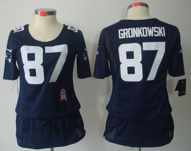Cheap Women Nike New England Patriots 87 Rob Gronkowski Blue Breast Cancer Awareness NFL Jersey