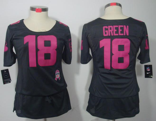 Cheap Women Nike Cincinnati Bengals 18# A.J.Green Grey Breast Cancer Awareness NFL Jersey