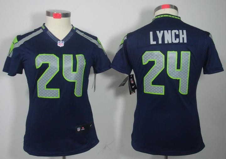 Cheap Women Nike Seattle Seahawks 24# Marshawn Lynch Blue Game LIMITED NFL Jerseys
