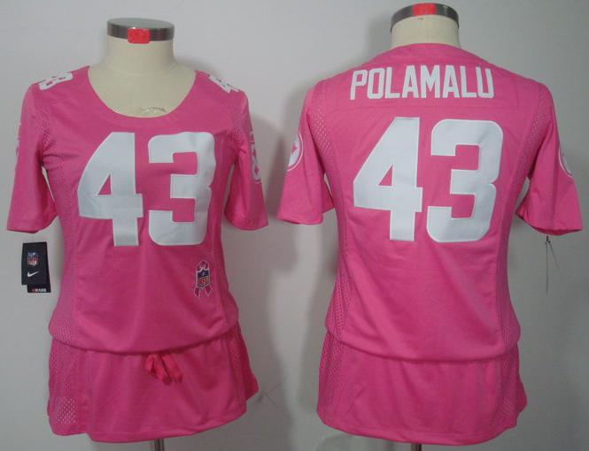 Cheap Women Nike Pittsburgh Steelers 43# Troy Polamalu Pink Breast Cancer Awareness NFL Jersey
